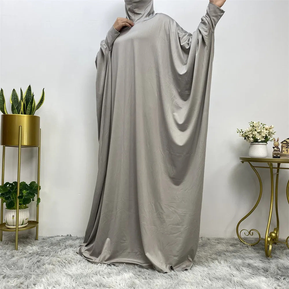 Middle East Women's Traditional Solid Color Long Sleeve Loose Robe Abaya