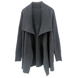 Loose Medium Length Gray Shawl Sweater