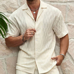 Fashion Mens Clothing Men's Loose Short Sleeve Shirt Shorts Casual Suit