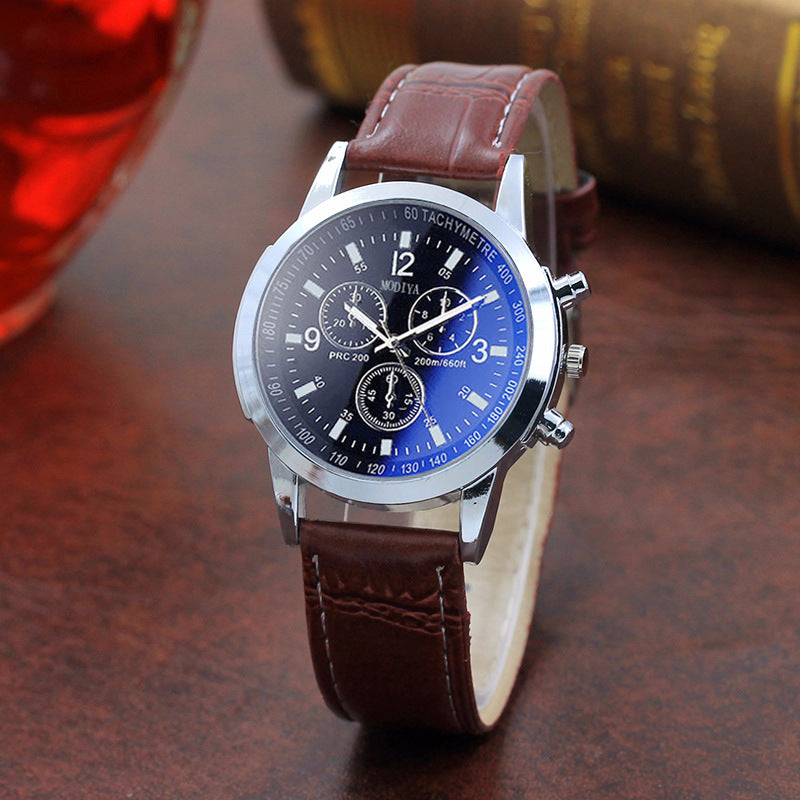 Fashion Blue Glass Belt Men's Watch Watches Men's Quartz Watches