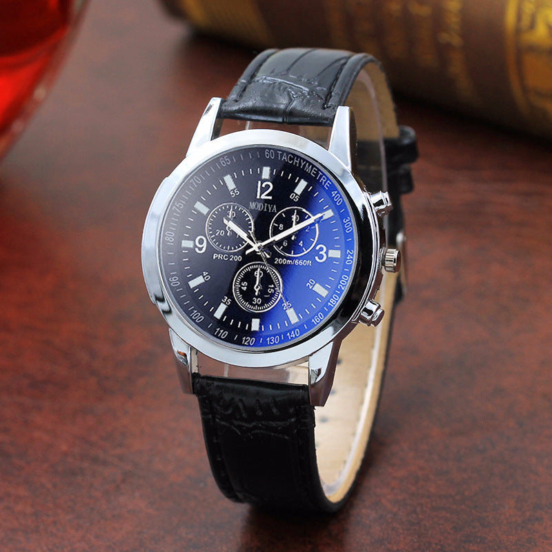 Fashion Blue Glass Belt Men's Watch Watches Men's Quartz Watches