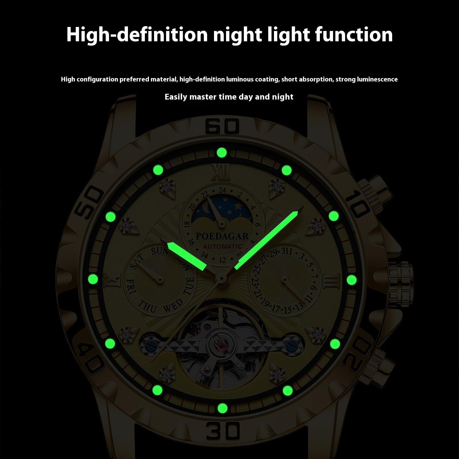 Men's Mechanical Watch Waterproof Luxury Multifunctional Men's Wrist Watch