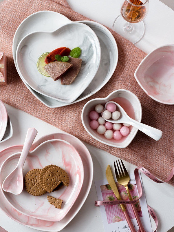 Nordic One-person Ceramic Tableware Love-shaped Tableware