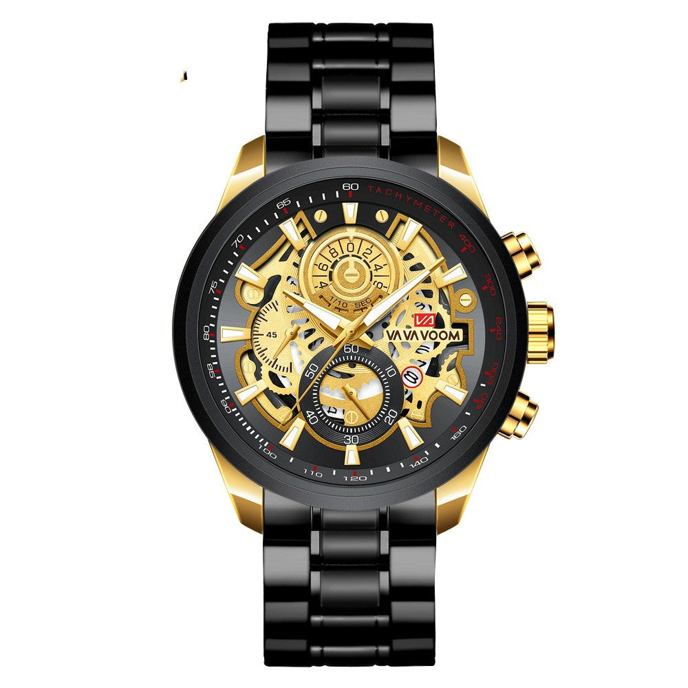 Quartz Watch For Men Black Gold Man Business Non Automatic Machine