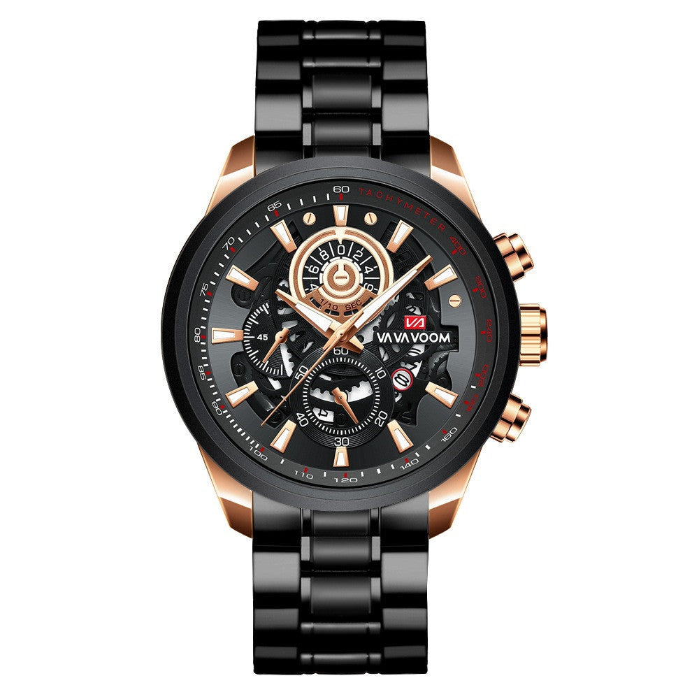 Quartz Watch For Men Black Gold Man Business Non Automatic Machine