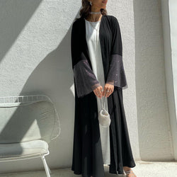 MQ085 Cardigan Abaya Muslim Cross-border Stretch Diamond Mesh Robe