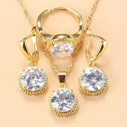 New Earrings Rings Necklaces Three-piece Jewelry Set